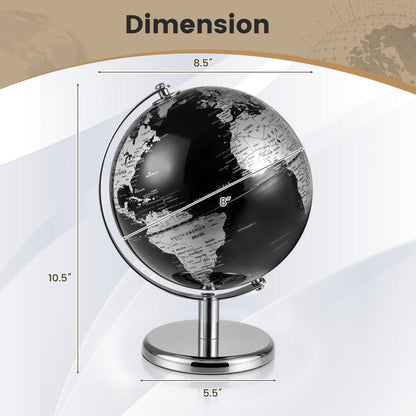 8" World Globe, Modern Decorative Tabletop Earth Globe, Silver Learning Toys at Gallery Canada