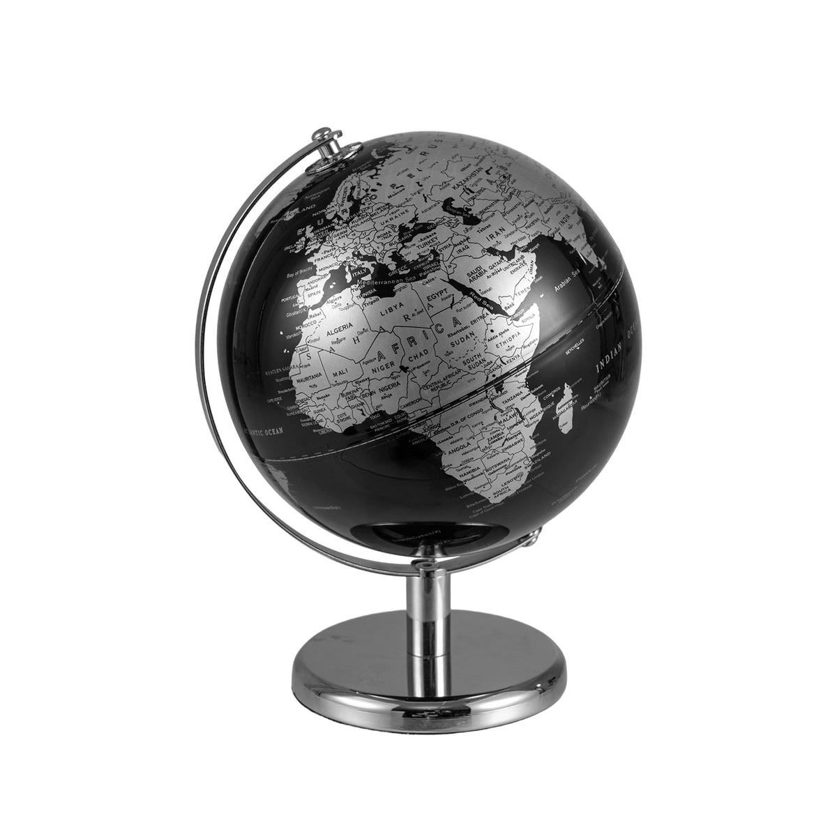 8" World Globe, Modern Decorative Tabletop Earth Globe, Silver Learning Toys Silver at Gallery Canada