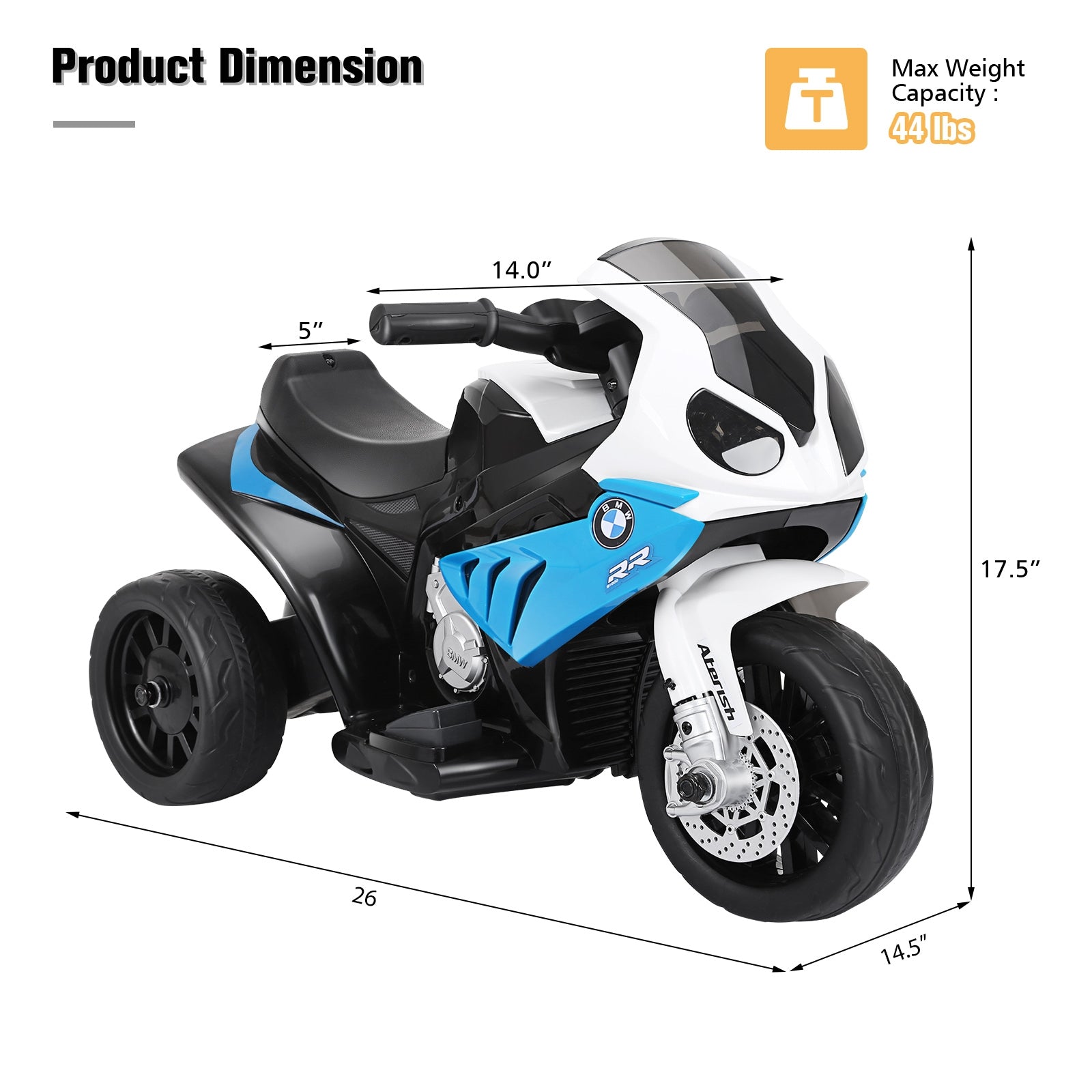 6V Kids 3 Wheel Electric Motorcycle, Blue Powered Ride On Toys at Gallery Canada