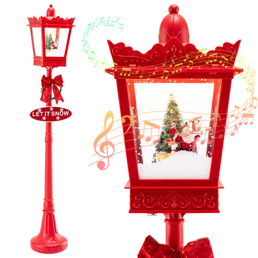 8 ft Musical Christmas Streetlight with Warm White LED Lights and Snowy Effects-RED, Red Christmas Decor & Accessories Red at Gallery Canada