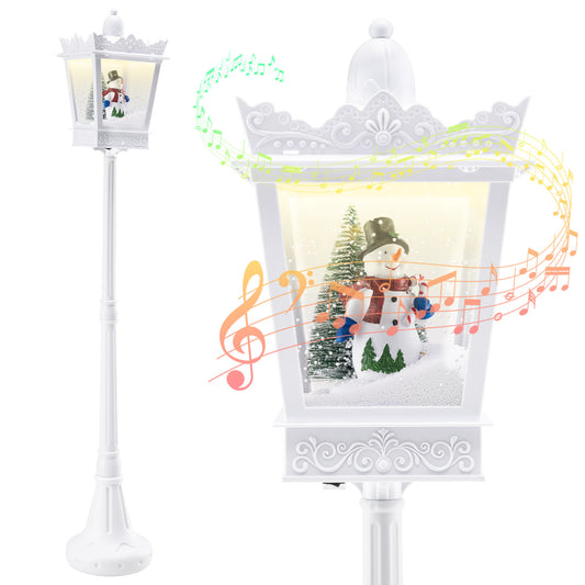 8 ft Musical Christmas Streetlight with Warm White LED Lights and Snowy Effects, White Christmas Decor & Accessories White at Gallery Canada