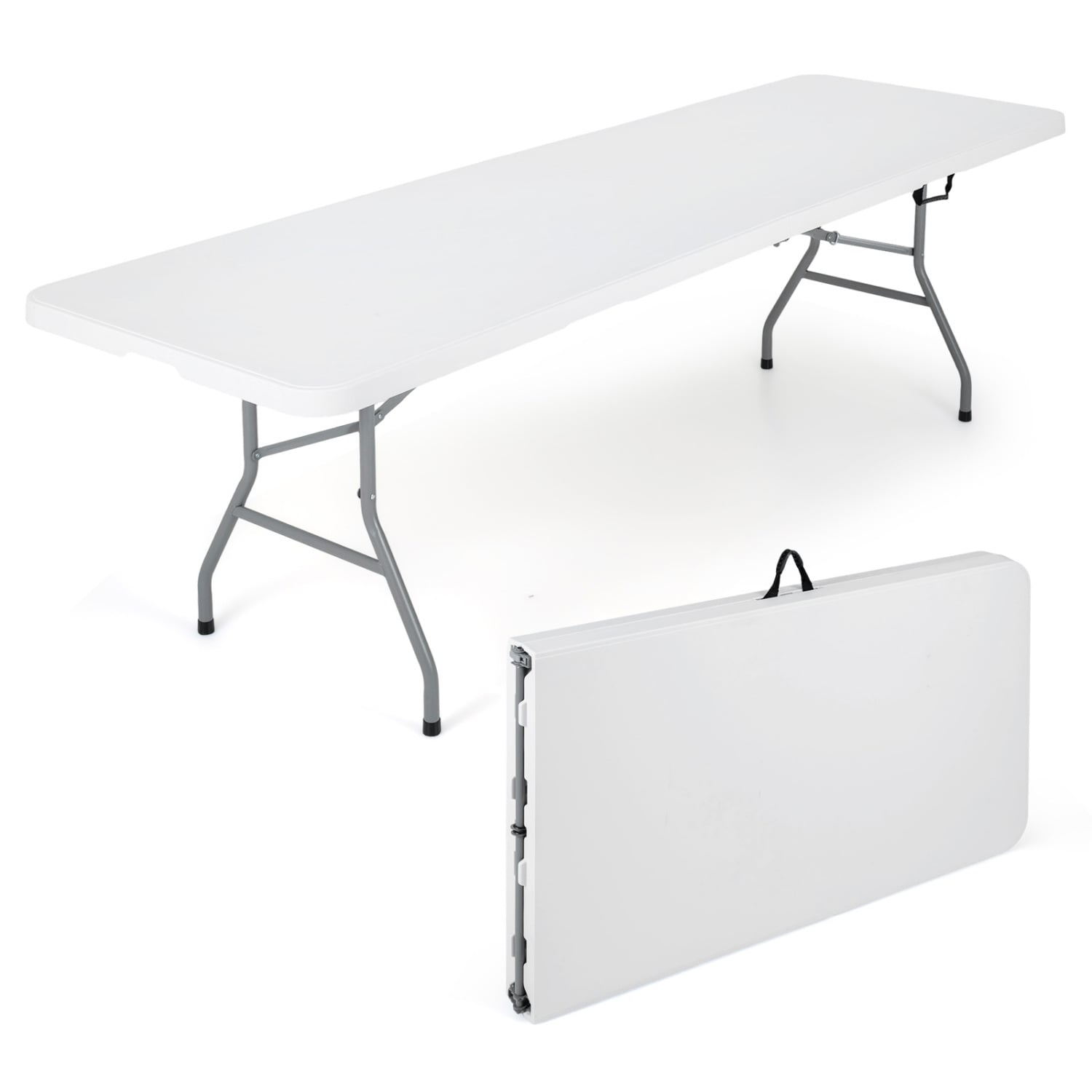 8 ft Portable Folding Table 350 LBS HDPE Tabletop, White Camping Furniture White at Gallery Canada