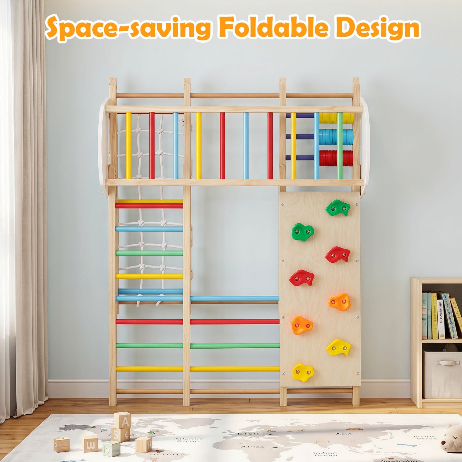 8-in-1 Foldable Jungle Gym for Kids with Swing, Monkey Bars Climbers & Slides at Gallery Canada