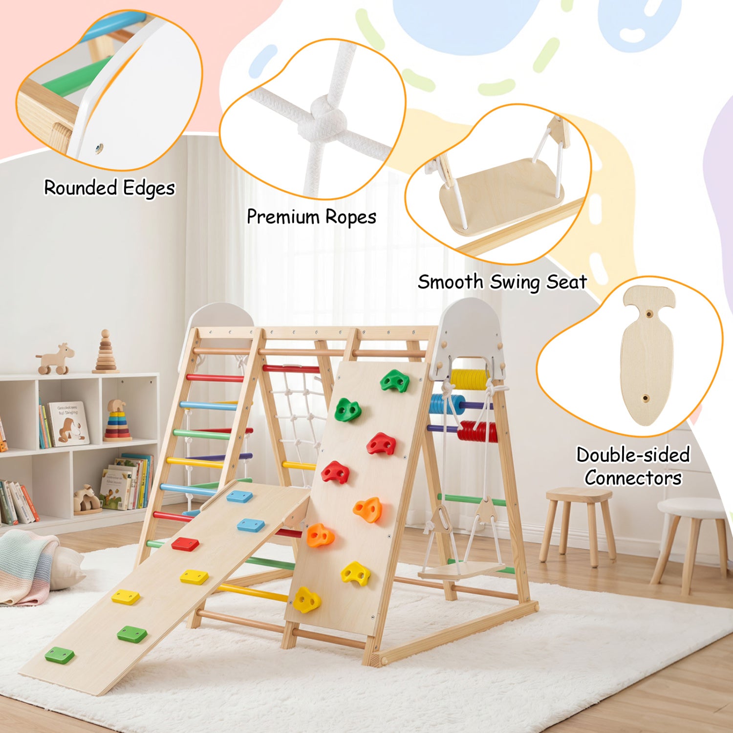 8-in-1 Foldable Jungle Gym for Kids with Swing, Monkey Bars Climbers & Slides at Gallery Canada