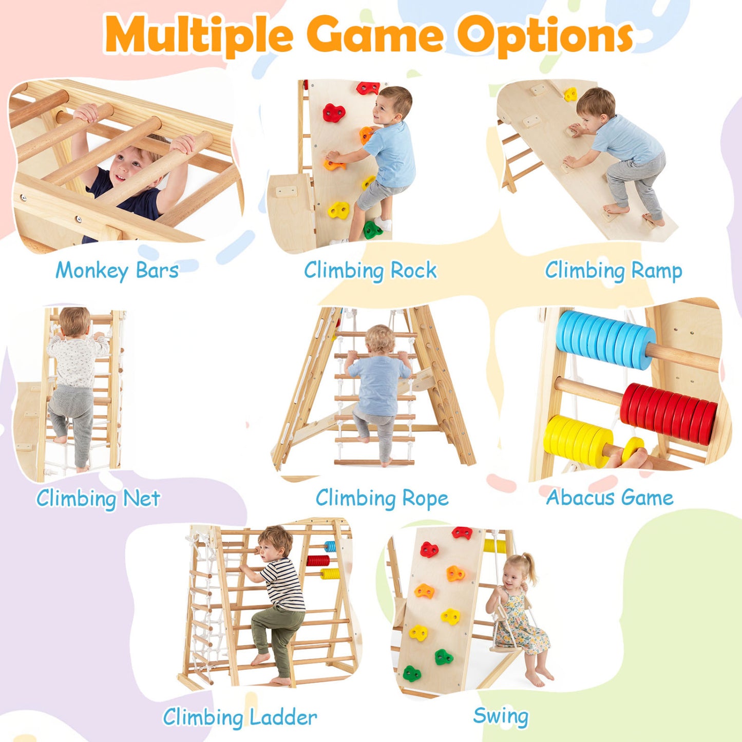 Foldable Indoor Jungle Gym For Kids With Swing, Monkey Bars, Natural Climbers & Slides at Gallery Canada