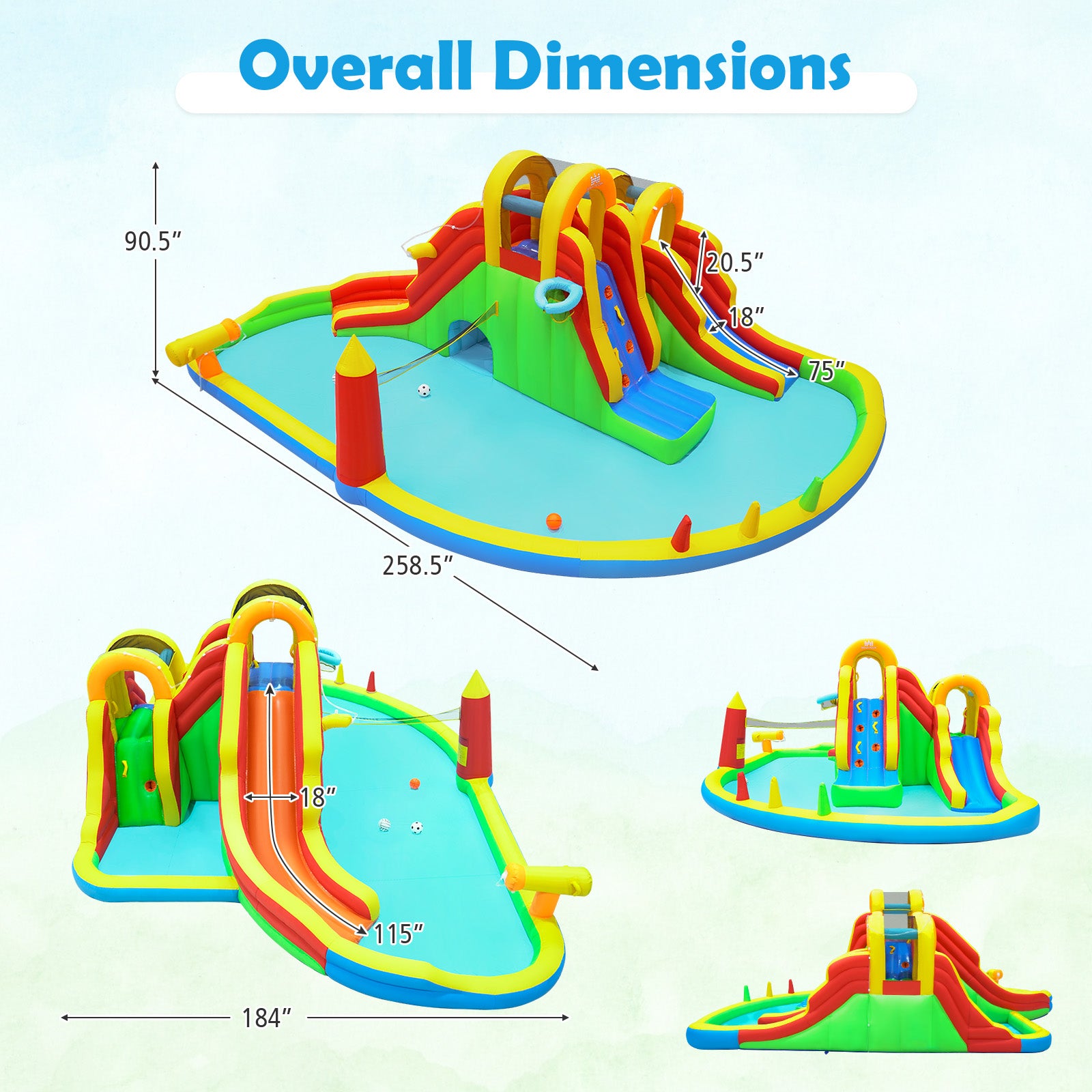 8-In-1 Giant Bounce House With 2 Long Slides, Multicolor Bounce House at Gallery Canada
