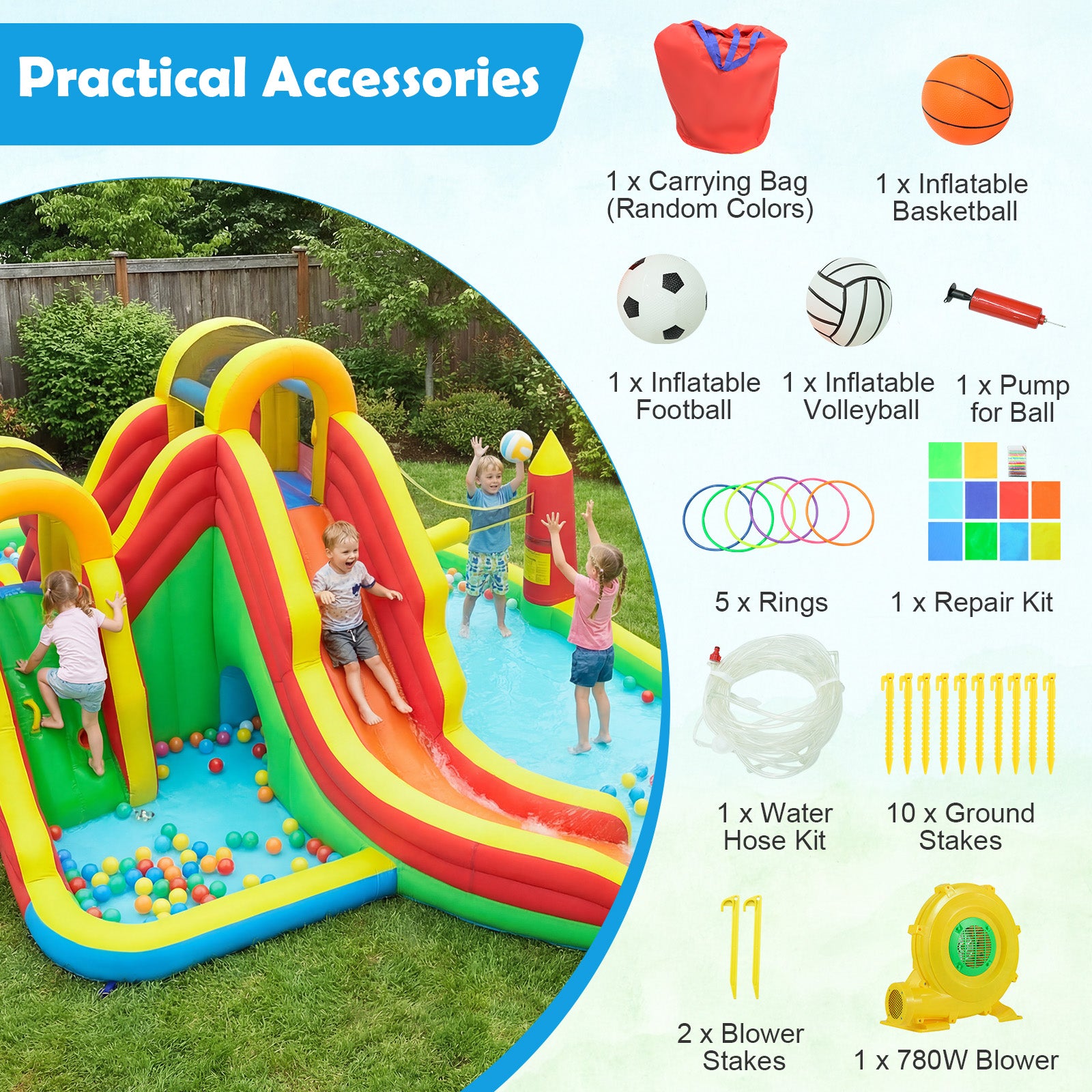 8-In-1 Giant Bounce House With 2 Slides, Multicolor Inflatable Water Slides at Gallery Canada