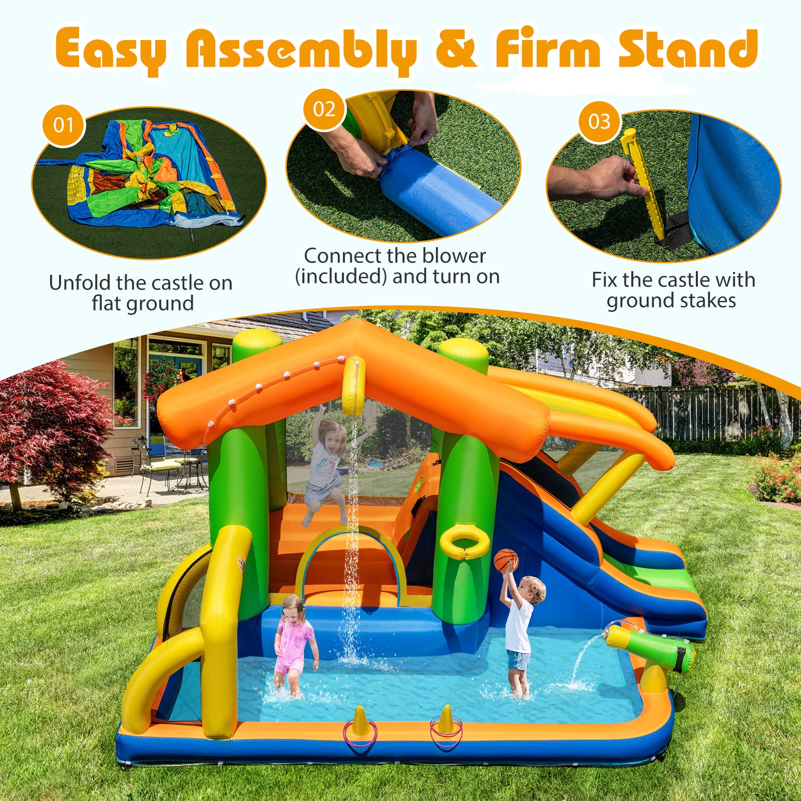 8-in-1 Inflatable Bounce House Water Park Without Blower Inflatable Water Slides at Gallery Canada
