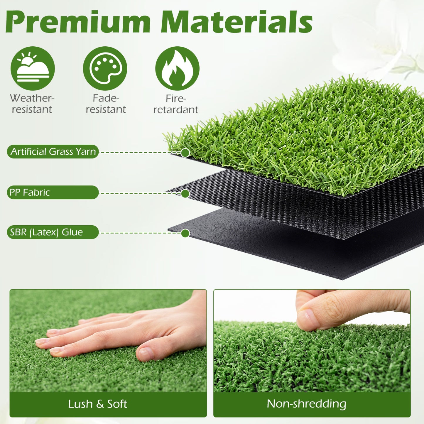 8 x 5 Feet Artificial Turf Rug with Low 0.3 inch Pile Height-S Decorative Fencing & Flooring at Gallery Canada