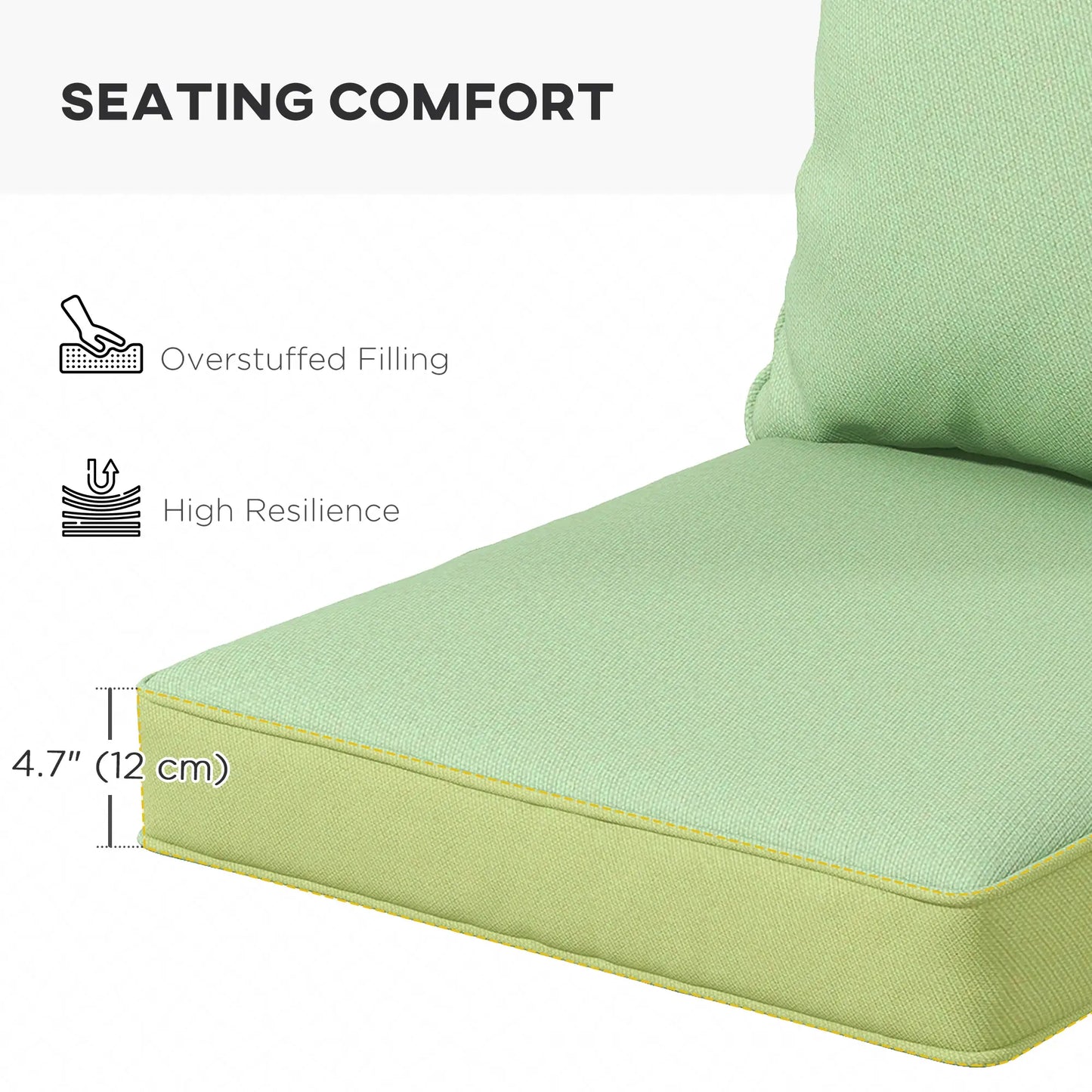 Seat Cushion Back Pillows, Set of 2, Indoor Outdoor, Green Patio Chair Cushions at Gallery Canada