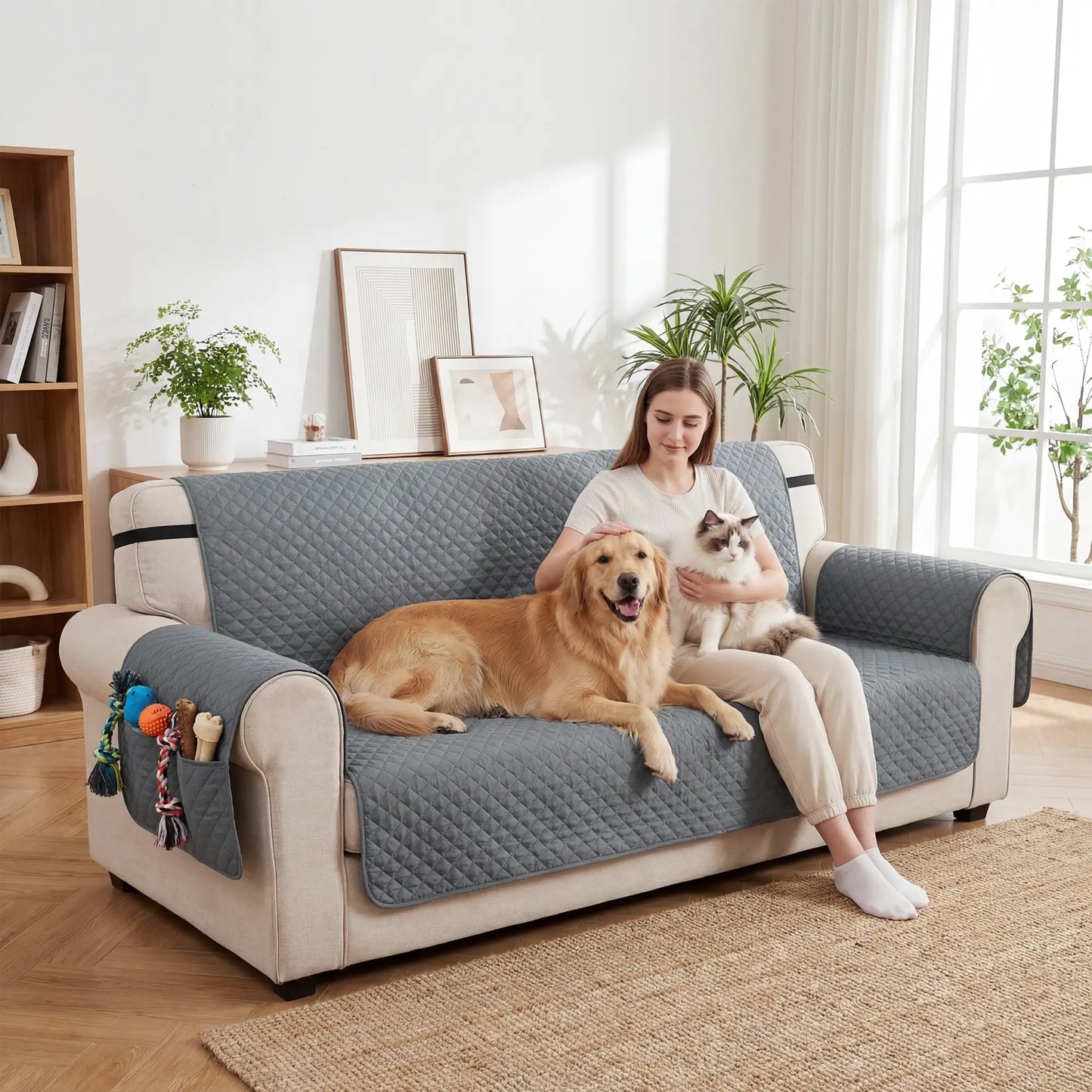 Waterproof Sofa Cover, 3 Seater, Non Slip, Elastic Straps Dog Sofas at Gallery Canada