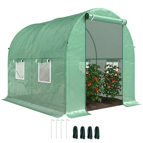 8'x6.6'x6.6' Walk-In Greenhouse, Garden Tunnel, Steel Frame, Roll-Up Door