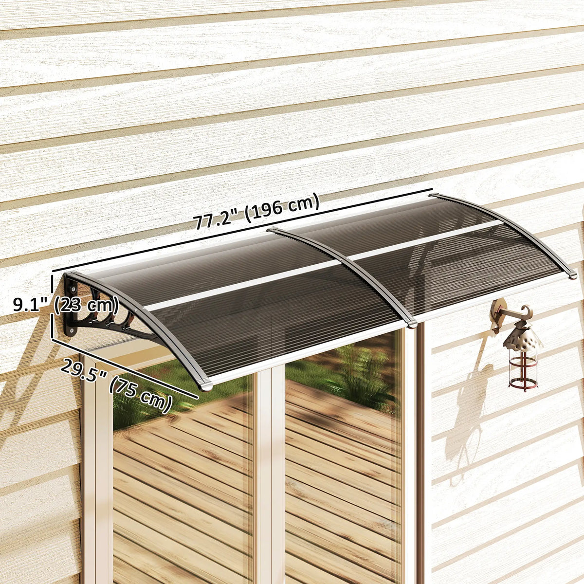 77.2 x 29.5 in Modern Polycarbonate Window Awning, Black Door Awnings at Gallery Canada