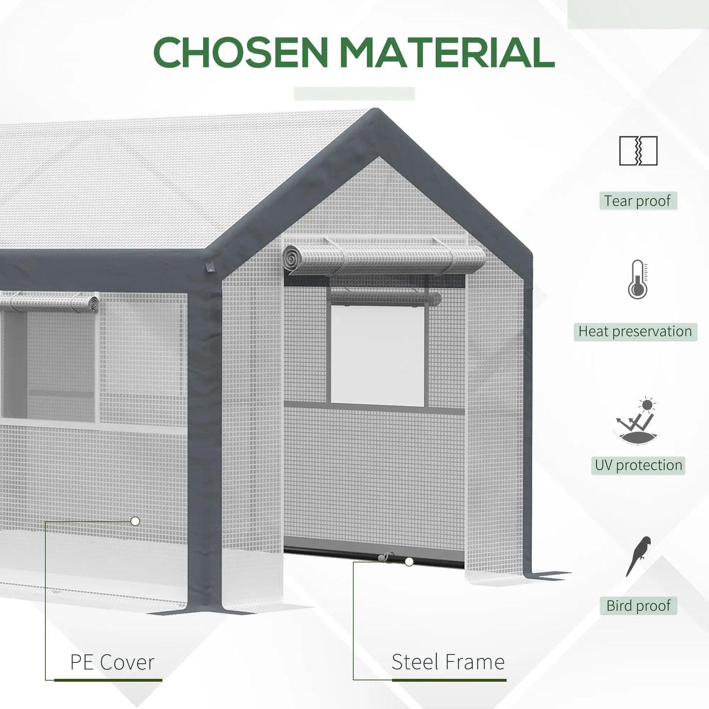 7' x 12' x 7' Heavy Duty Walk-In Greenhouse, Plant Growing Tent, White Tunnel Greenhouses at Gallery Canada