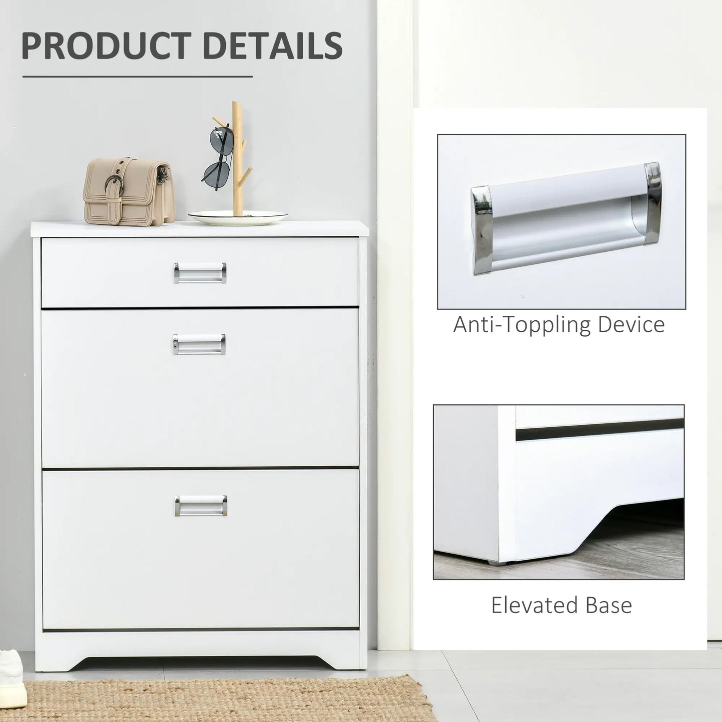 Narrow Shoe Storage, 2 Flip Doors, Adjustable Shelves, Holds 16 Pairs, White Shoe Storage Cabinets & Racks at Gallery Canada
