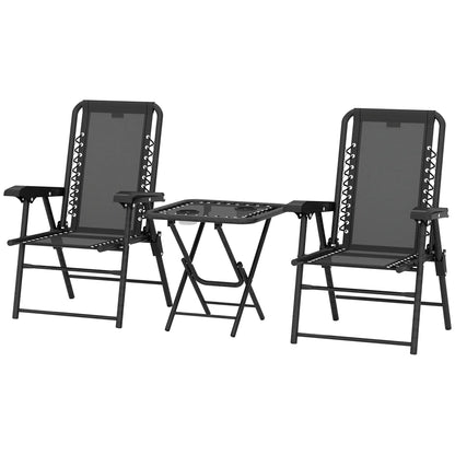 3-Piece Patio Bistro Set, Outdoor Folding Table & Chairs Bistro Sets Black at Gallery Canada