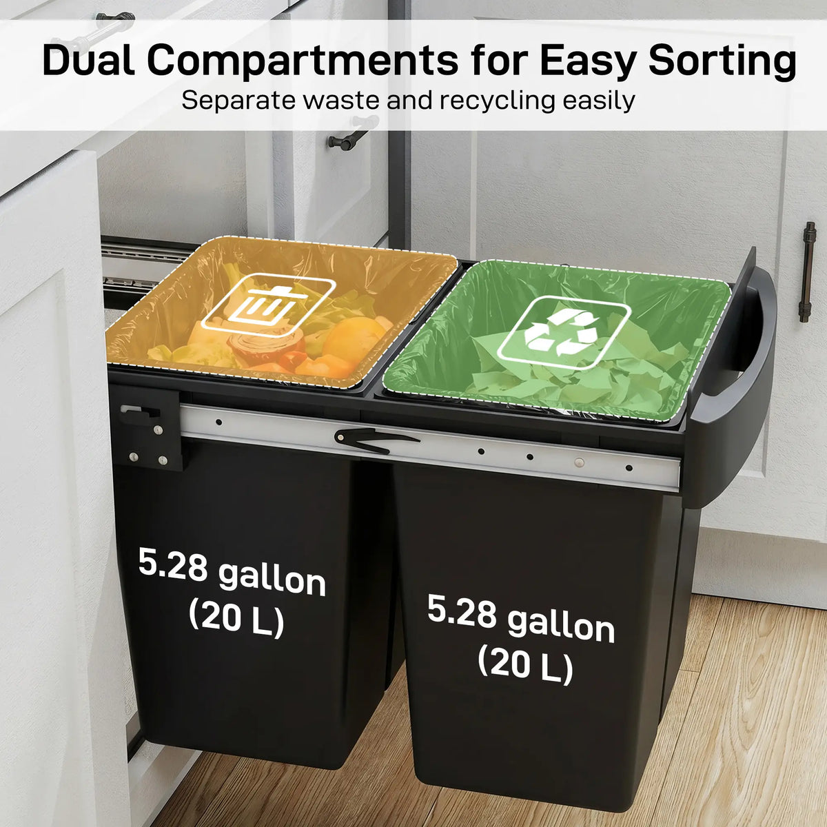 Under Cabinet Pull Out Trash Can, 10.6 Gallon (40L), Black Kitchen Trash Cans at Gallery Canada