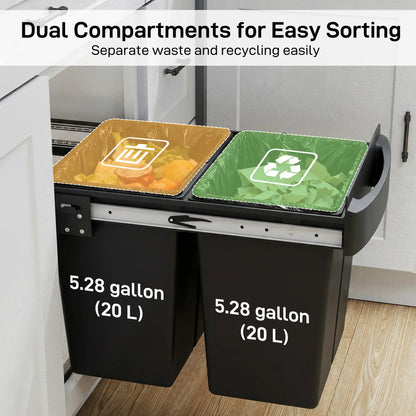 Under Cabinet Pull Out Trash Can, 10.6 Gallon (40L), Black Kitchen Trash Cans at Gallery Canada