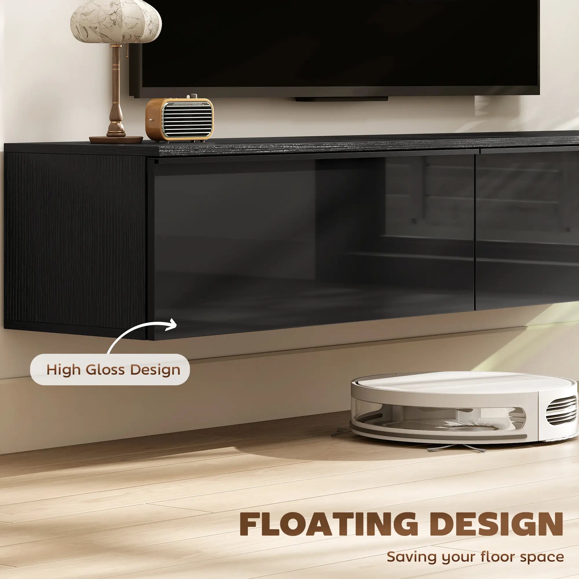 Wall Mounted TV Stand, Floating Cabinet With Storage, For TVs Up To 70