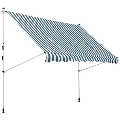 10x5ft Manual Retractable Awning, Patio Sun Shade, Water Resistant, Green Door Awnings Green and White at Gallery Canada