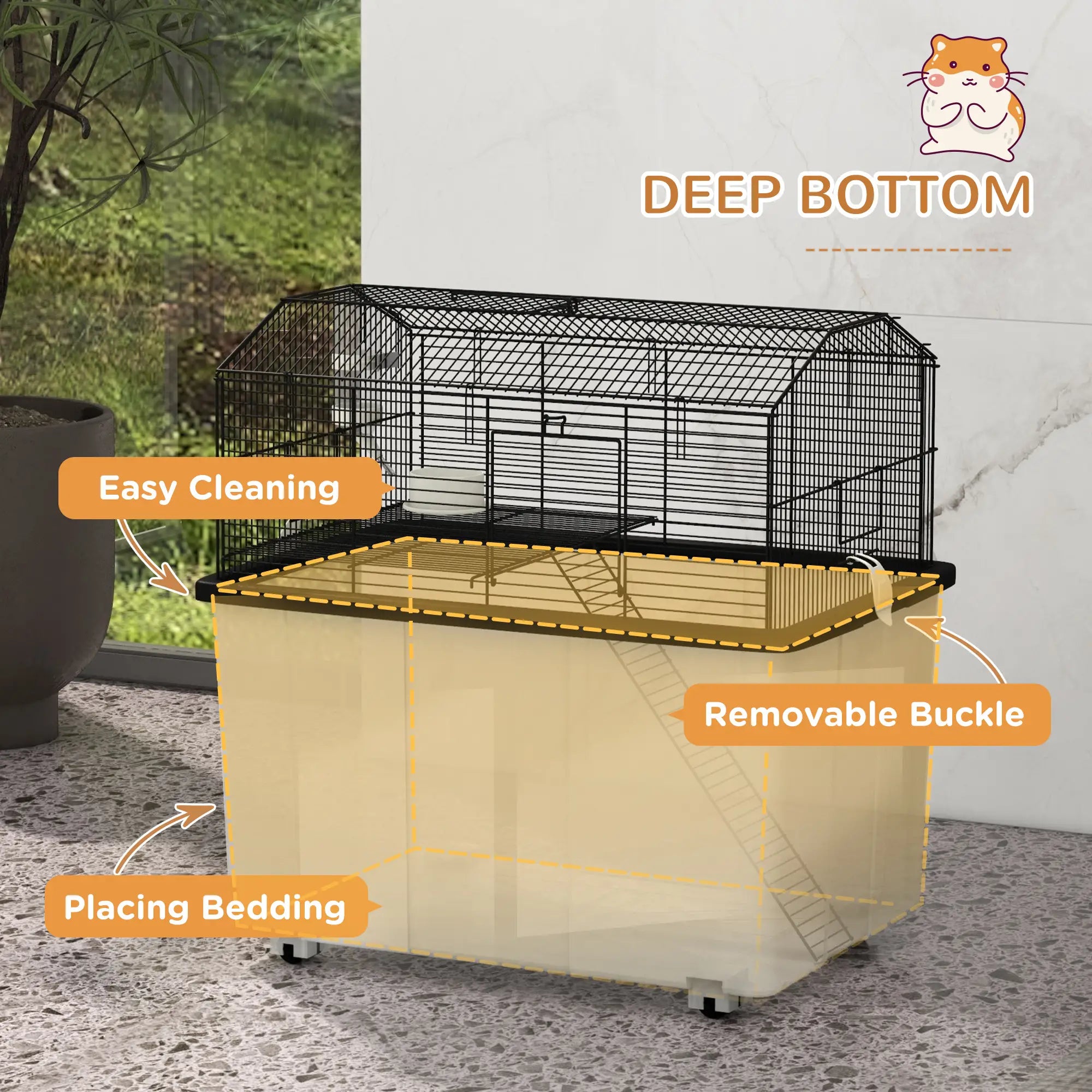 Hamster House, Gerbil Habitat, Wheels, Detachable Bottom, Black Hamster Cages at Gallery Canada