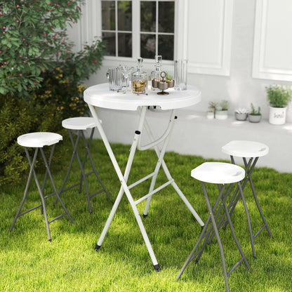 31.5" Bar Height Patio Table, Outdoor Folding Table, HDPE Top, Locking Steel Legs, White Patio Dinning Tables at Gallery Canada