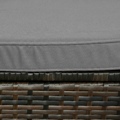 3-Piece Patio Furniture Set With Cushions, Outdoor Rattan Sofa With Glass Table