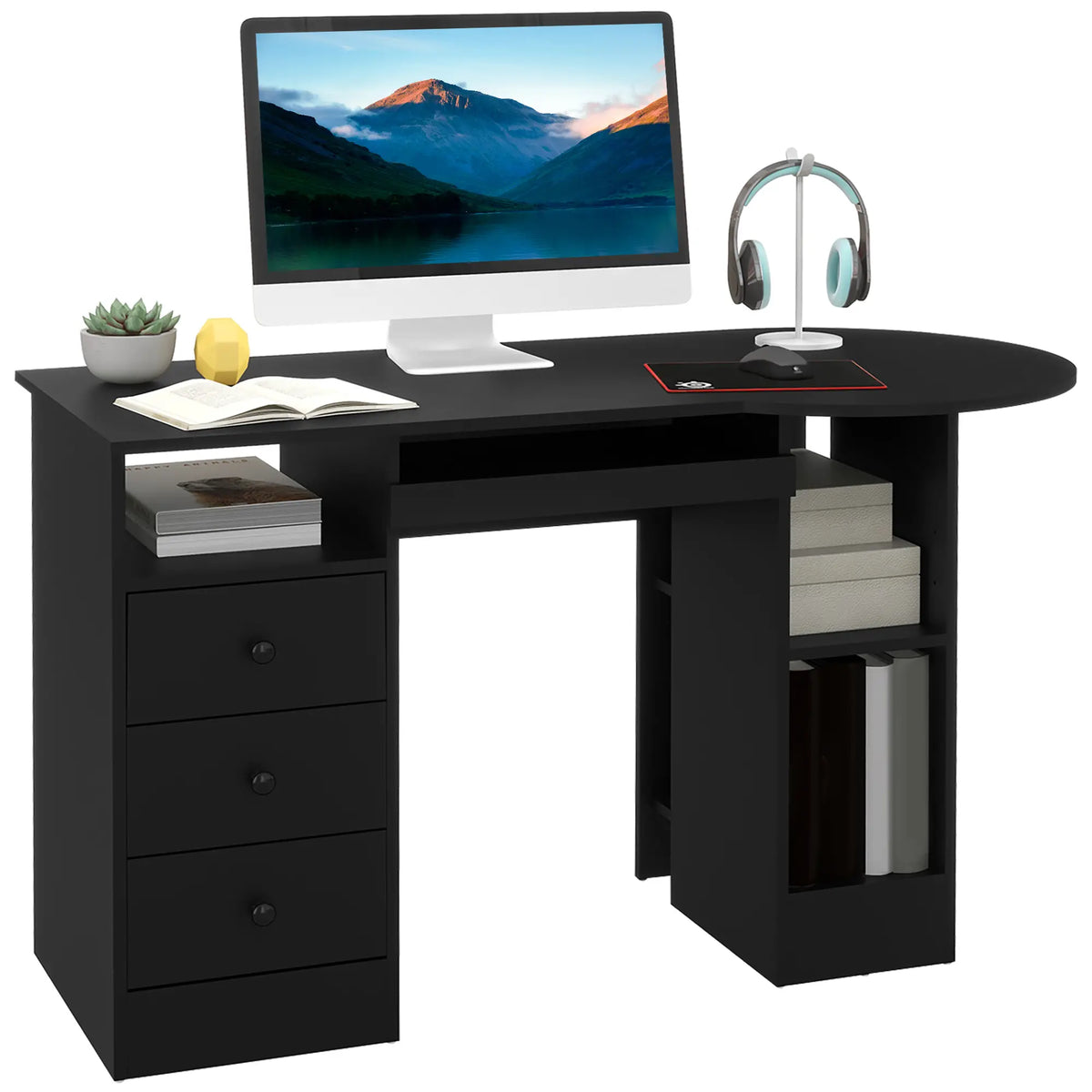Computer Desk With Storage, Black Computer Desks Black at Gallery Canada