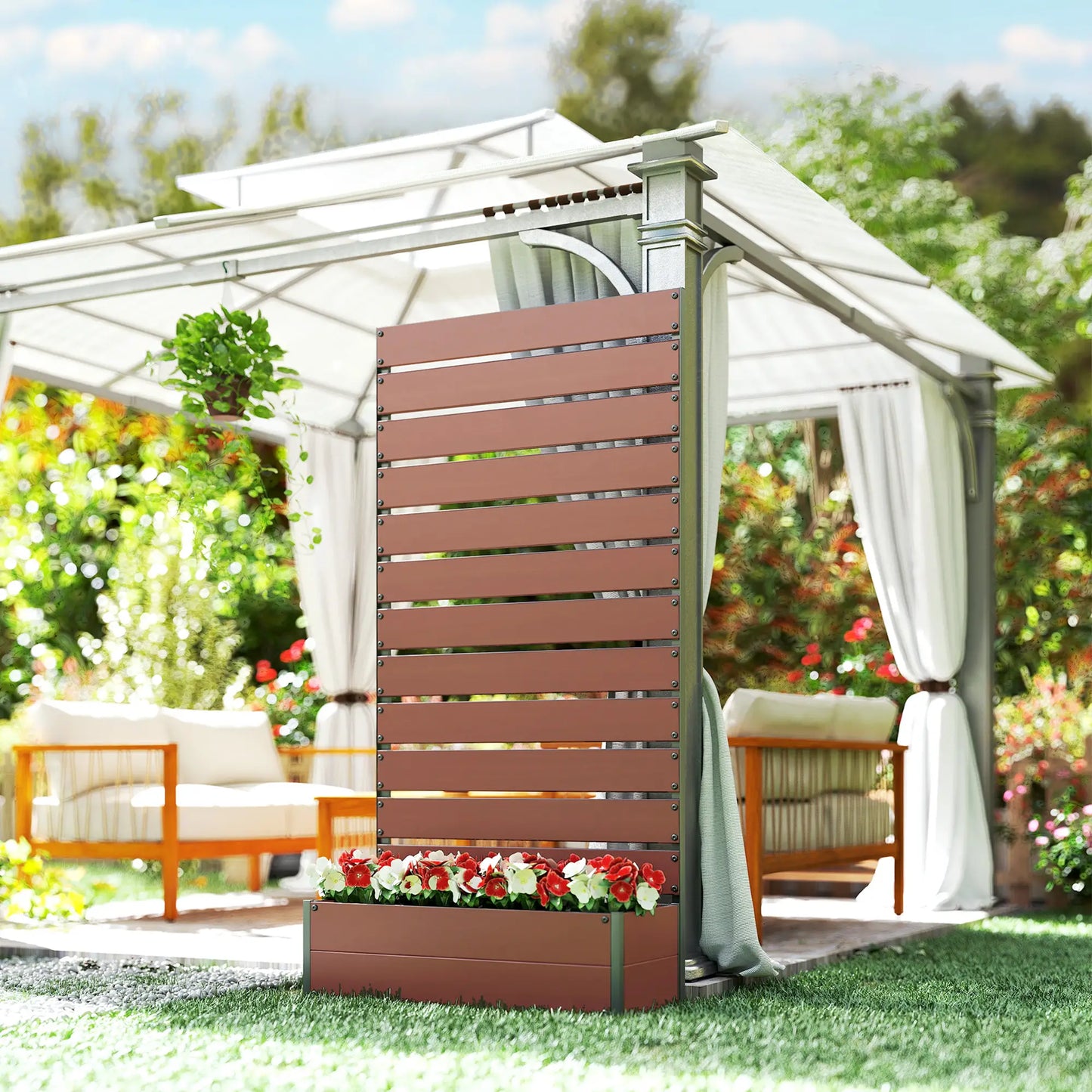 Trellis Planter Box, Raised Garden Bed With Trellis, Light Brown Wooden Planter Boxes at Gallery Canada
