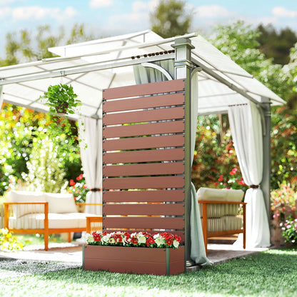 Trellis Planter Box, Raised Garden Bed With Trellis, Light Brown Wooden Planter Boxes at Gallery Canada