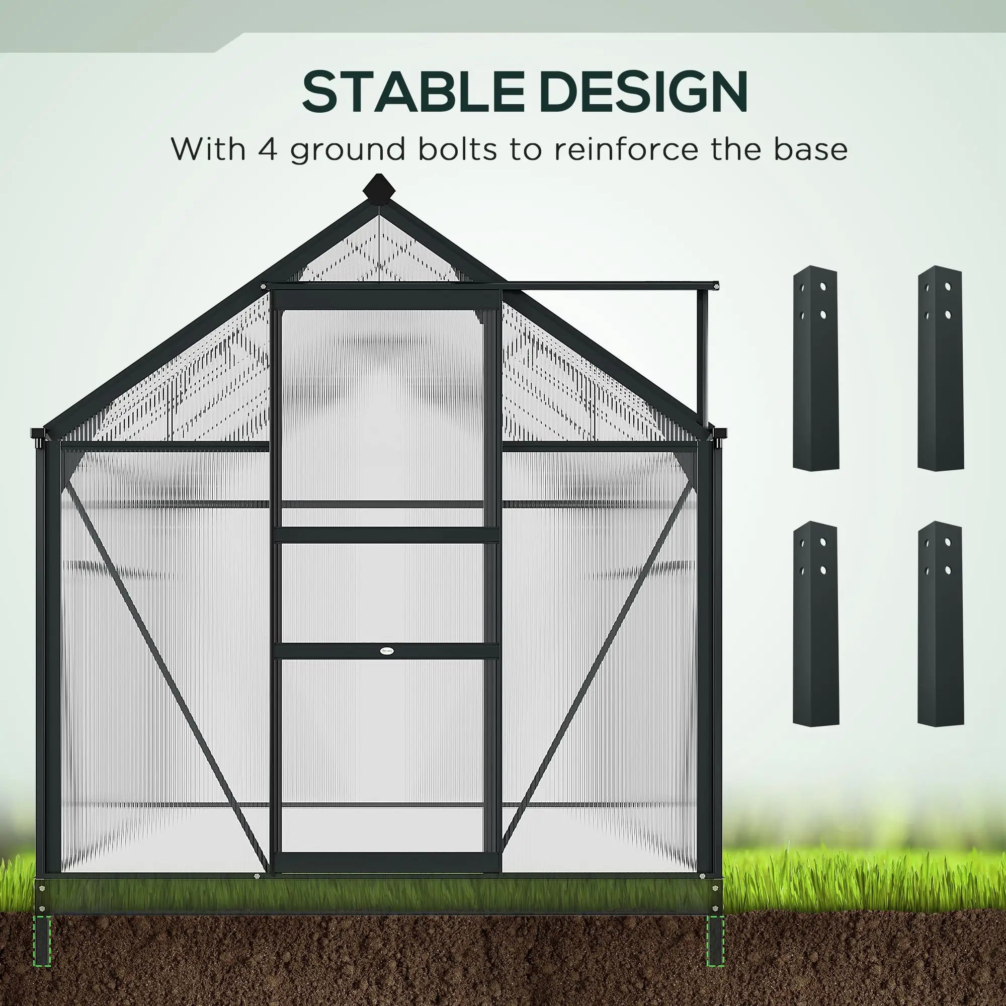 6' x 10' x 6.6' Polycarbonate Greenhouse, Walk-In Kit, Galvanized Frame, Grey Walk In Greenhouses at Gallery Canada