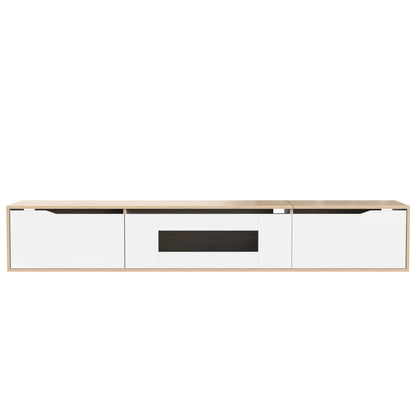 Modern TV Stand With LED Lighting, 71" L x 12" W x 12" H, Wood, White TV Stands White, Wood at Gallery Canada