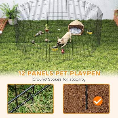 36 Inch Foldable Metal Pet Playpen, Dog Kennel Cage, 12 Panels Dog PlayPens at Gallery Canada