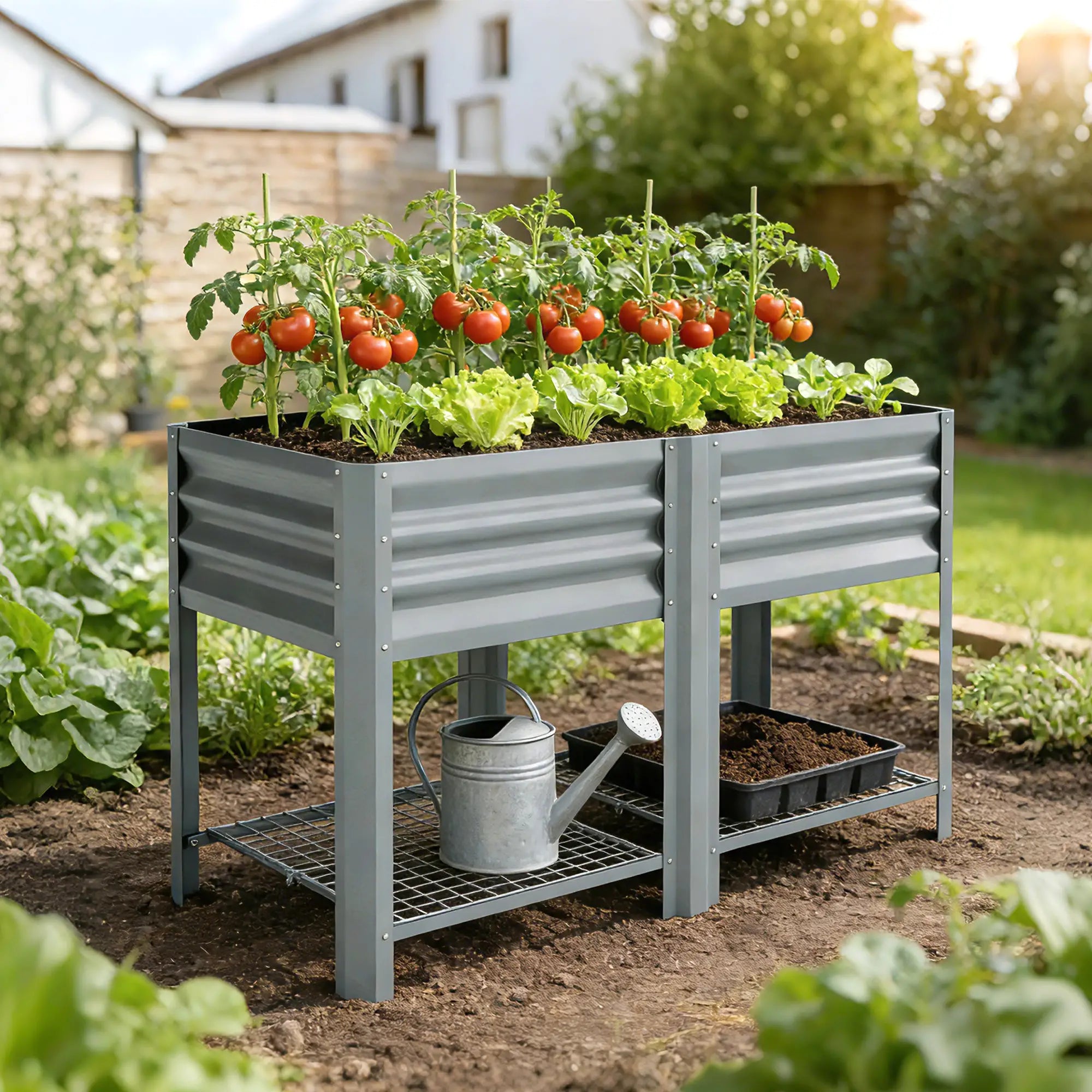 Raised Garden Bed With Legs Storage Shelf 31.5