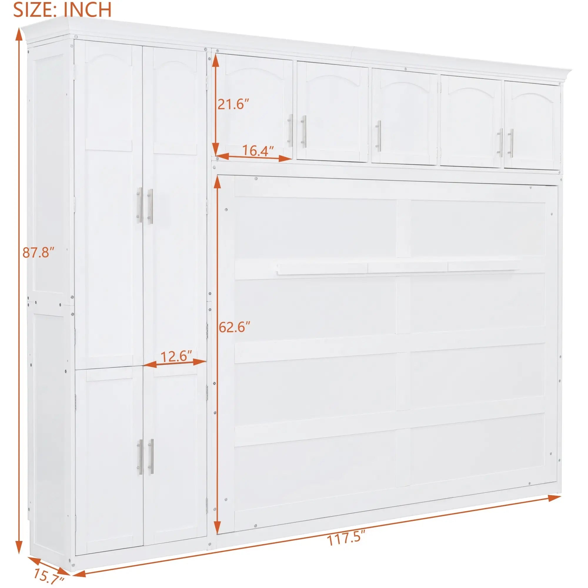 Murphy Bed with Cabinets, Space-Saving Design, 117.5