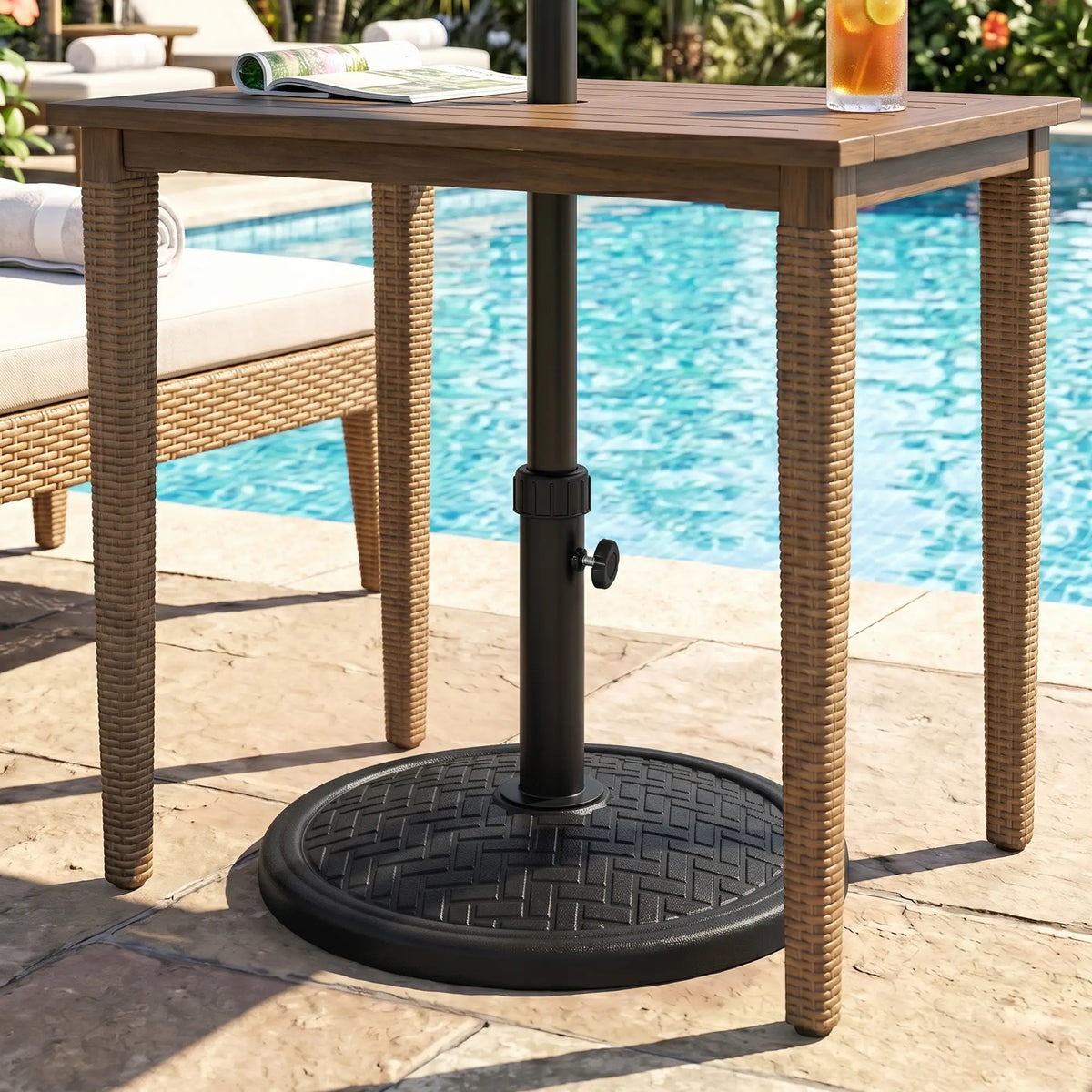31lbs Concrete Umbrella Base, Round Outdoor Stand, Black