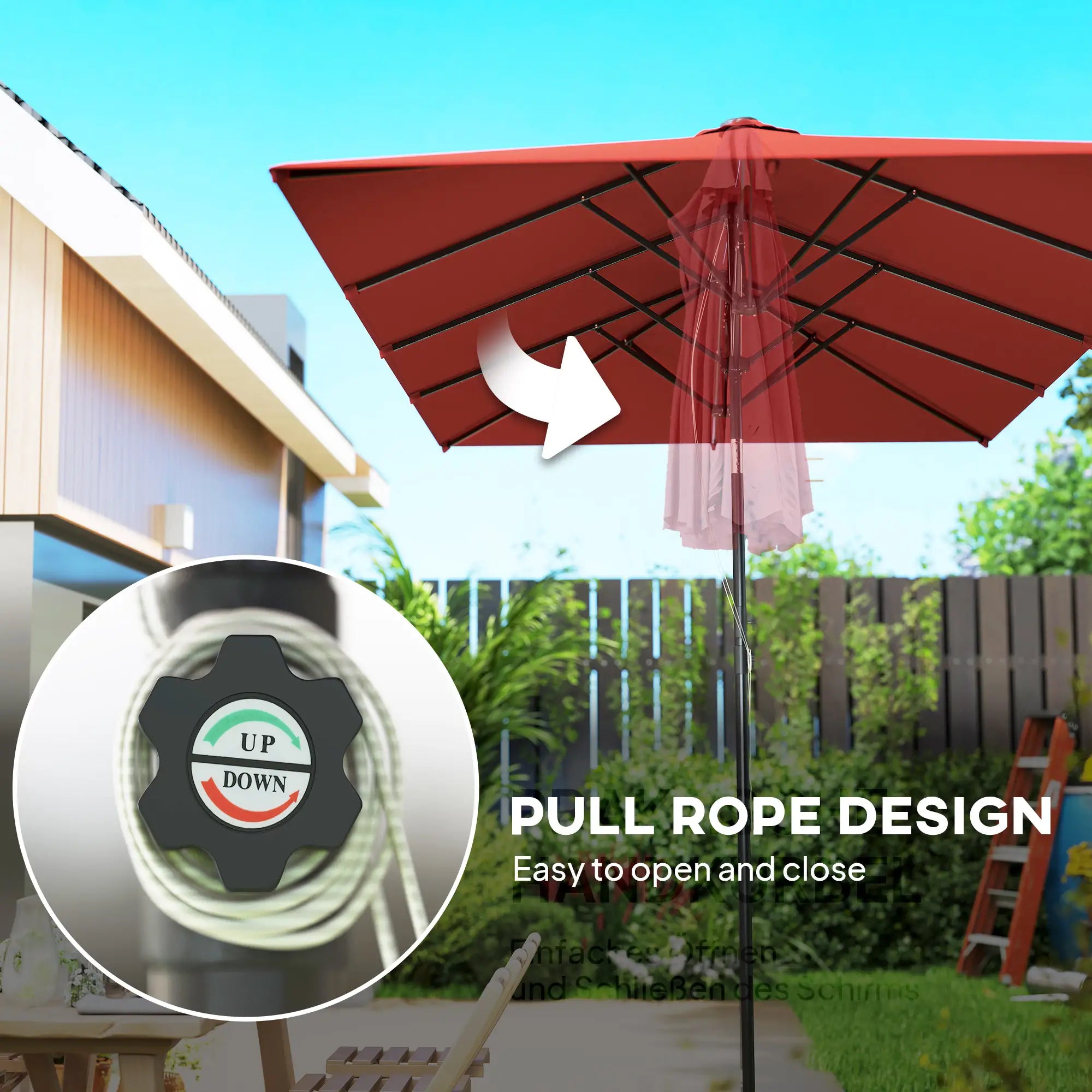 Double-Sided Patio Umbrella With Tilt, Wine Red Sun Umbrellas at Gallery Canada