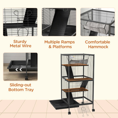 Steel Small Animal Cage, Guinea Pig, Ferret, Chinchilla, Kitten, Rabbit, Black Houses & Habitats at Gallery Canada