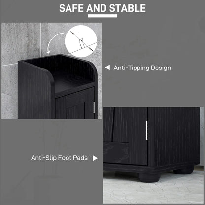 Narrow Bathroom Cabinet, Tall Storage with Barn Doors, Wood Grain, Black Bathroom Cabinets at Gallery Canada