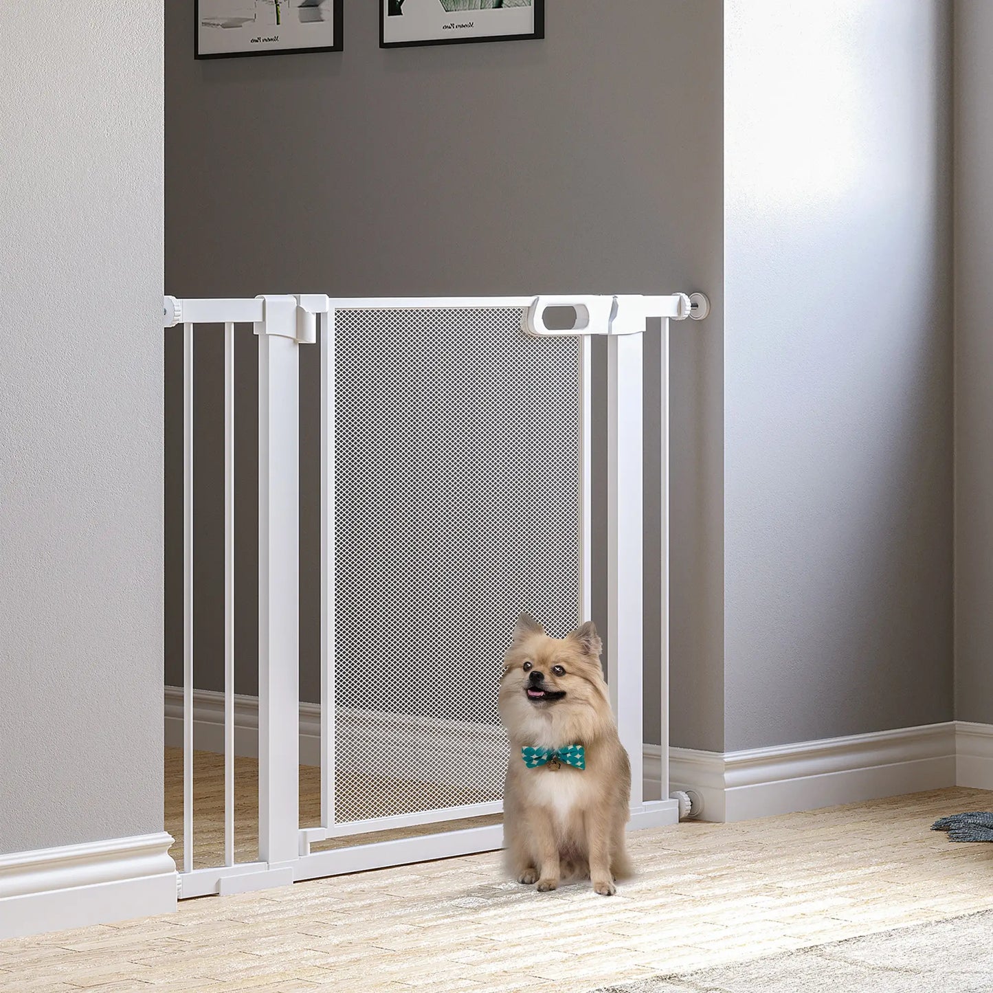 29.5"-40.6" Metal Pet Gate, Auto Closing Door, Double Locking, White Houses, Kennels & Pens at Gallery Canada