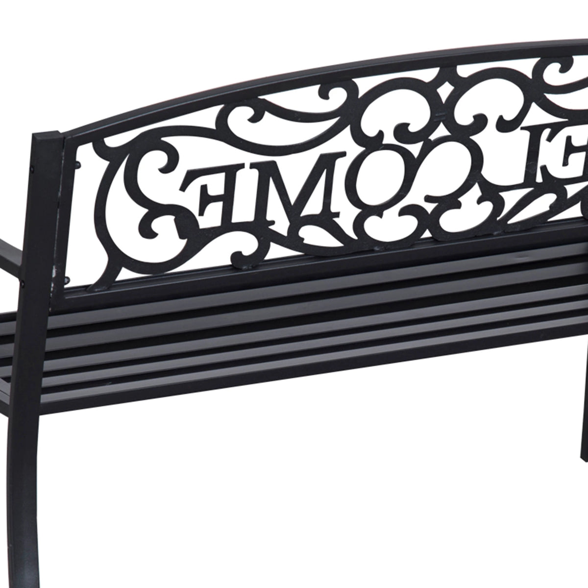 50" 2-Seater Garden Bench Patio Chair, Outdoor Furniture, Black Outdoor Benches at Gallery Canada