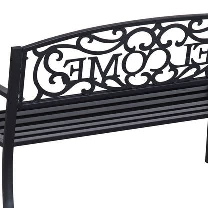 50" 2-Seater Garden Bench Patio Chair, Outdoor Furniture, Black Outdoor Benches at Gallery Canada