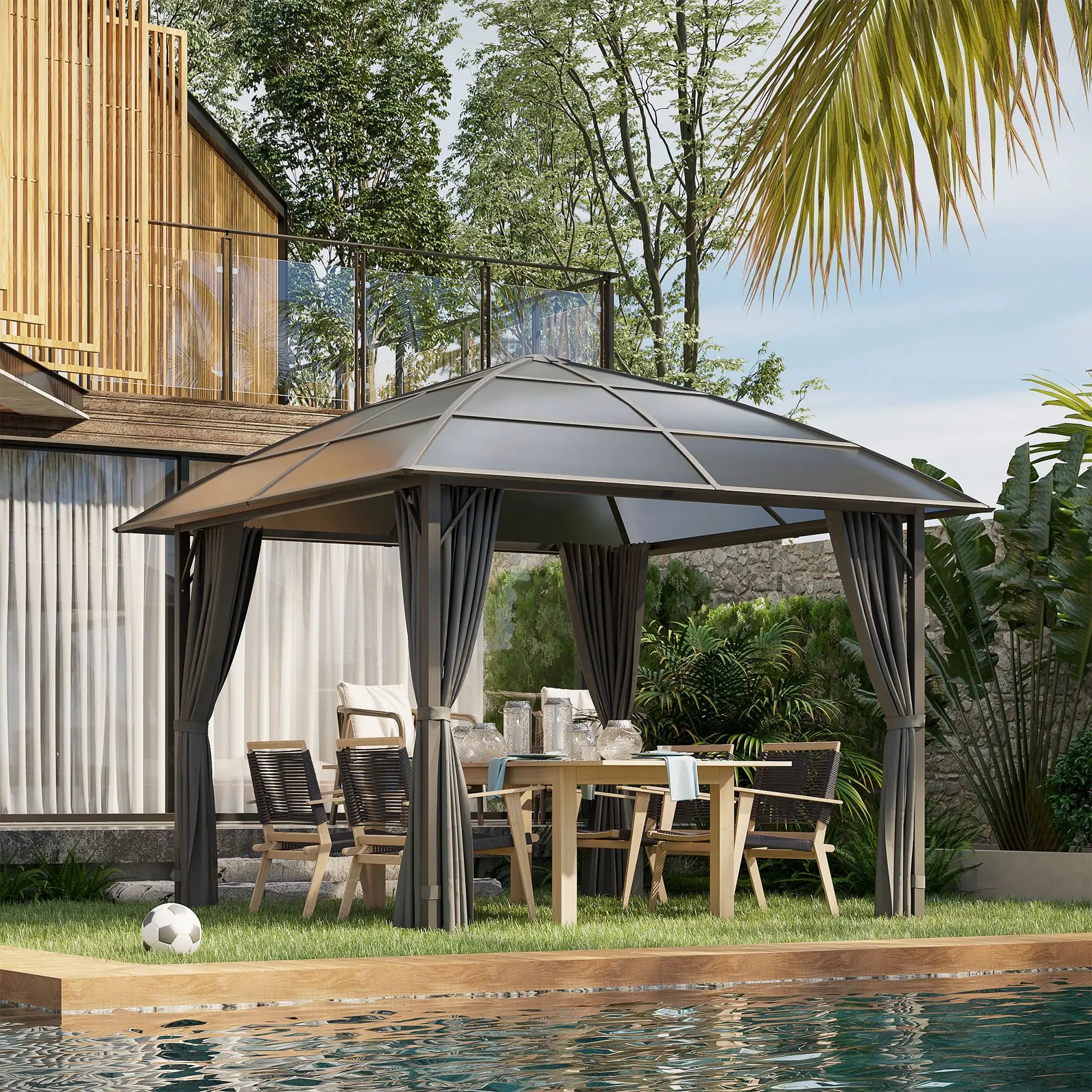 10' X 10' Hardtop Gazebo Canopy, Dark Grey Gazebos at Gallery Canada