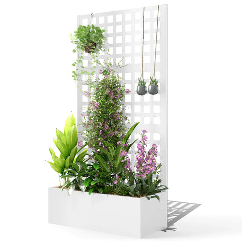 Galvanized Raised Garden Bed Planter Box With Trellis, 35