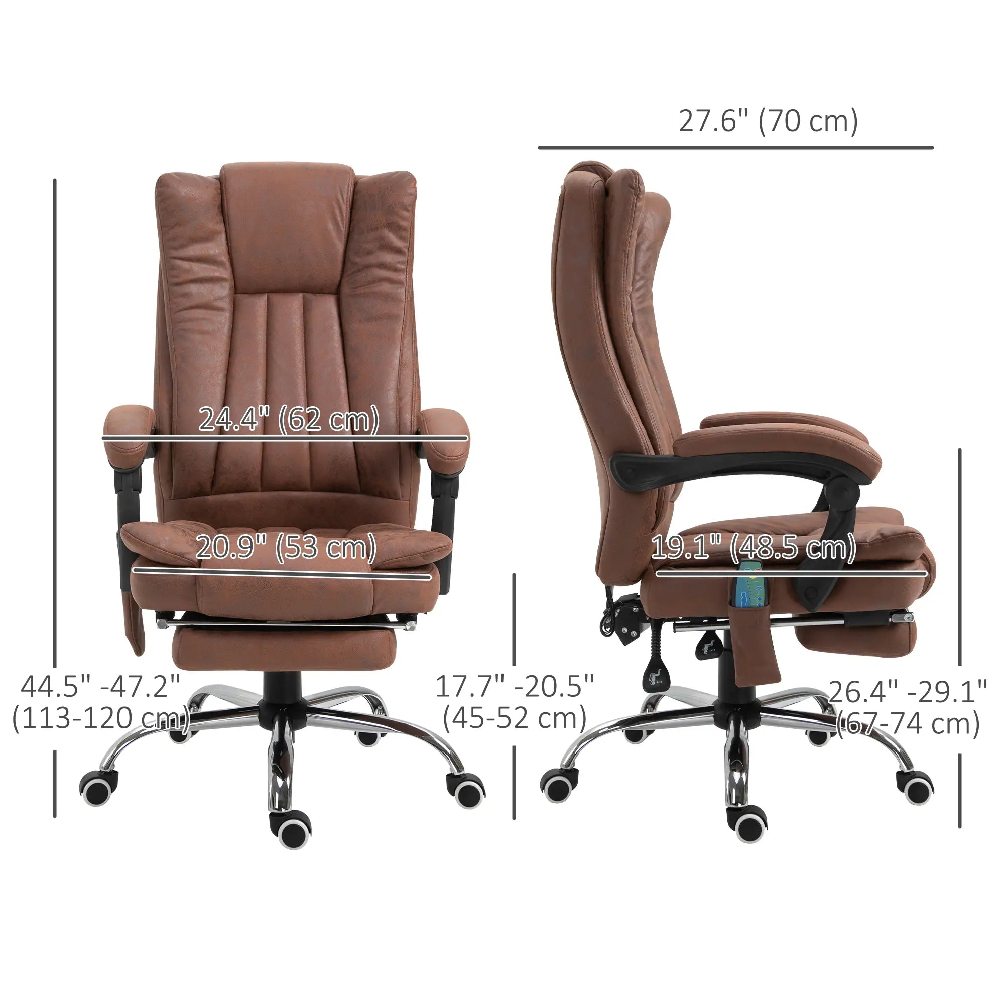 Office Chair, Vibration Massage Recliner, Retractable Footrest, Brown Massage Chairs at Gallery Canada