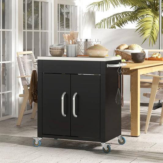 Outdoor BBQ Stand With Stainless Steel Top, Pizza Oven Table, Black Outdoor Grill Carts Black at Gallery Canada