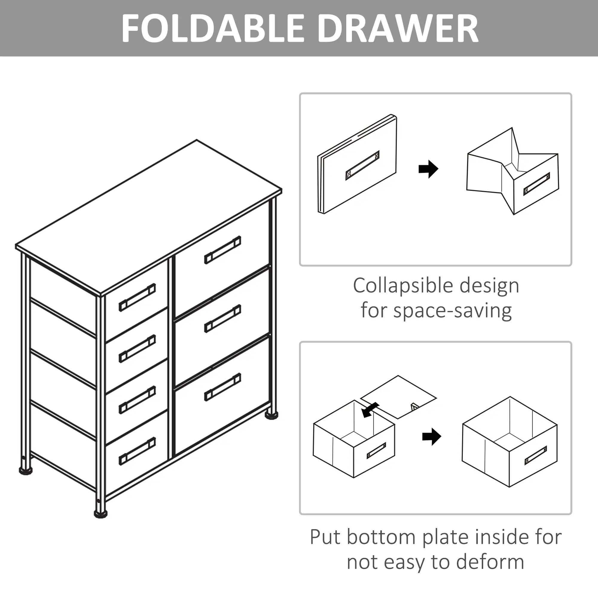 7-Drawer Dresser, Metal Frame, Fabric, Light Grey Storage Cabinets at Gallery Canada