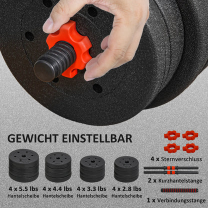 66lbs Adjustable Dumbbell Set, Hand Weights Barbell for Fitness, Black and Red Dumbbells & Barbells at Gallery Canada