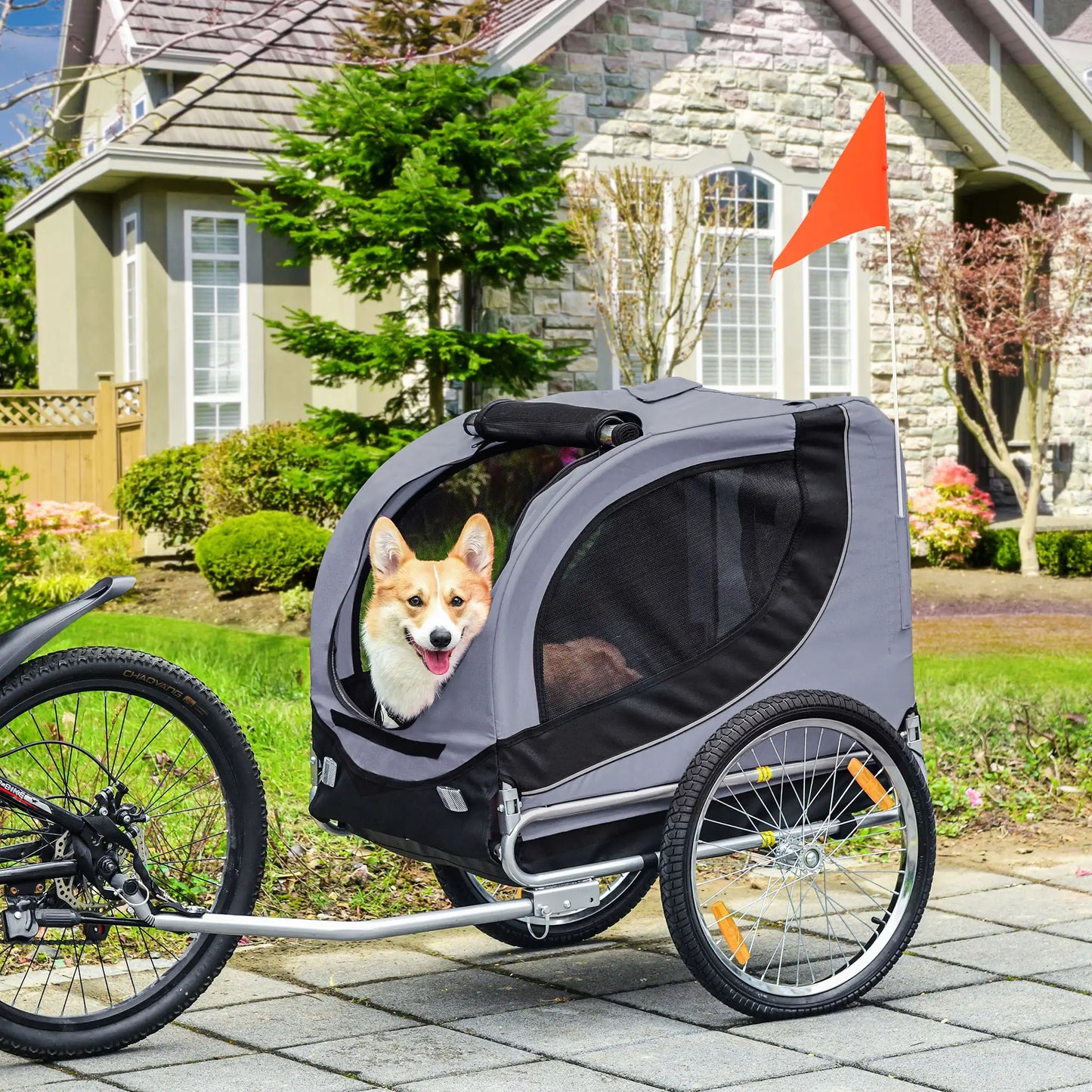 Dog Bike Trailer, Foldable, For Small Medium Dogs, Grey Dog Bike Trailers & Strollers at Gallery Canada