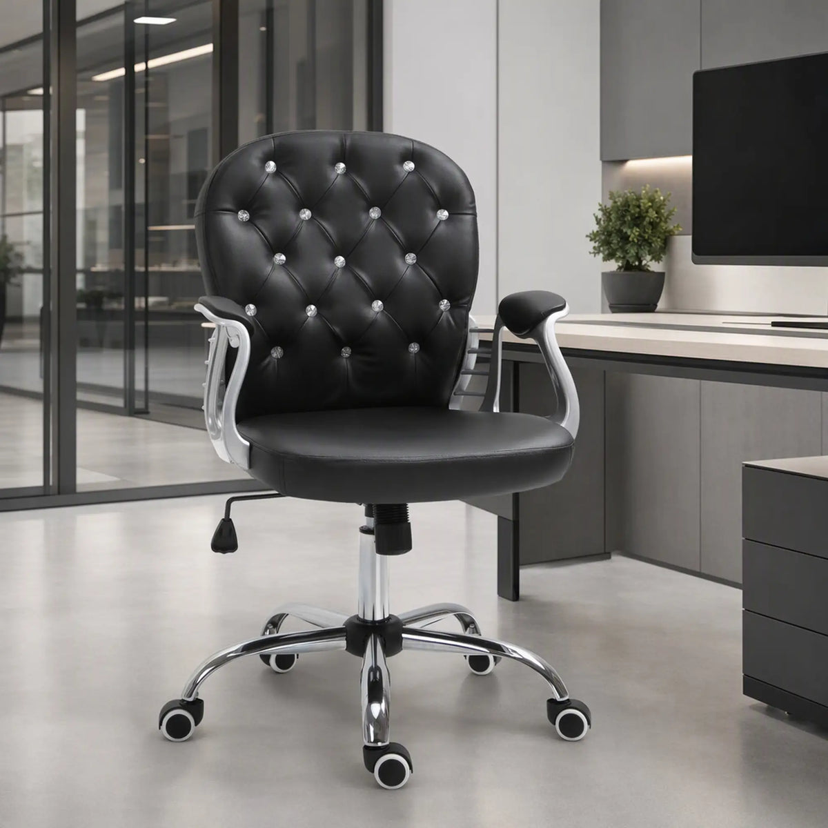 Ergonomic Office Chair, Adjustable Height, Padded Seat, Black Executive & Manager Chairs at Gallery Canada